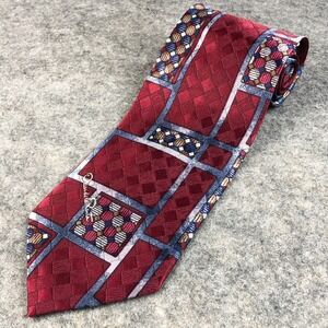 Oscar de la Renta Studio Men's Burgundy Geometric Silk Necktie 56"